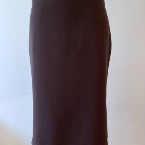 Brown Wool Crepe Pencil Skirt by Sunhee Moon with 2 Back Kick Pleats - Picture 2 of 12